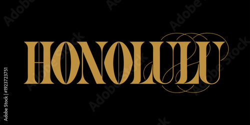 USA, US, U.S, United States - Luxury gold Honolulu typography SVG
