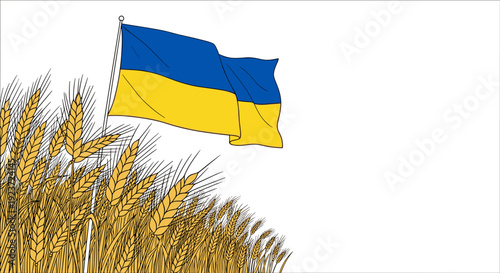 Ukrainian flag waving above wheat field: a symbol of harvest and heritage