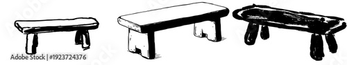 Elegant, Hand-Drawn Bench - A Rustic Timeless Piece