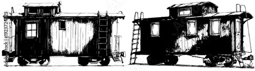 Vintage Red Caboose Train Car on Tracks