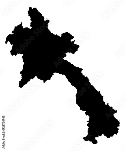 Black Silhouette Laos Map Asian Country