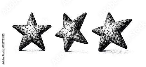 Three dimensional starfish rendered in stippling technique on a white background