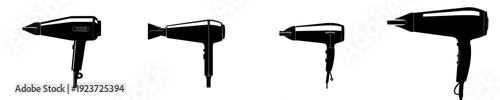 Stylized, sleek, and modern hair dryer silhouette with a classic side view.