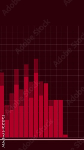 Financial Business Charts, Graphs And Diagrams. Animated bar graphs, Red background.  Vertical.