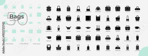 Bags Solid Editable Icons set
