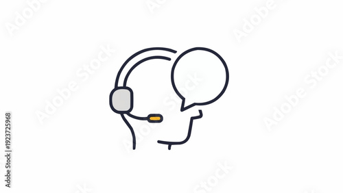 Billede på lærred Person Wearing Headset and Talking.