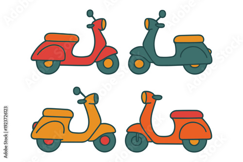 Colorful Flat Design Scooter Collection