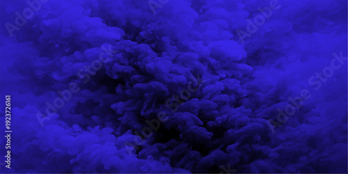 Abstract blue smoke texture creates an ethereal cloud pattern against a dark grunge background with watercolor design elements