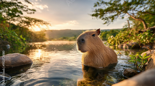 Capybara in Nature's Embrac...