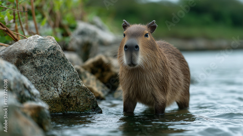 Water Capybara's Quiet Mome...