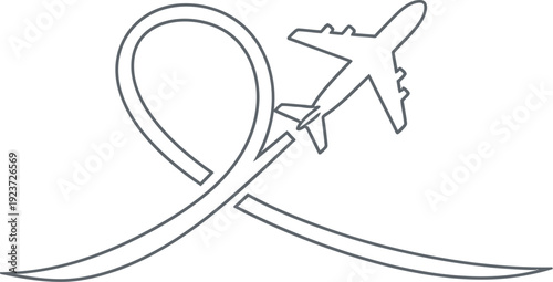 Airplane flying in a continuous line motion