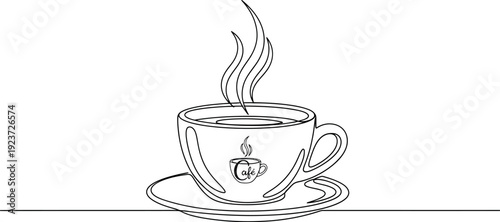 Steaming Cup of Coffee on a Saucer