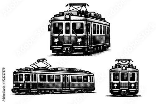 Classic Subway Tram. Subway tram classic city tram. A traditional street-level subway tram with boxy body, roof-mounted equipment, and symmetrical front design