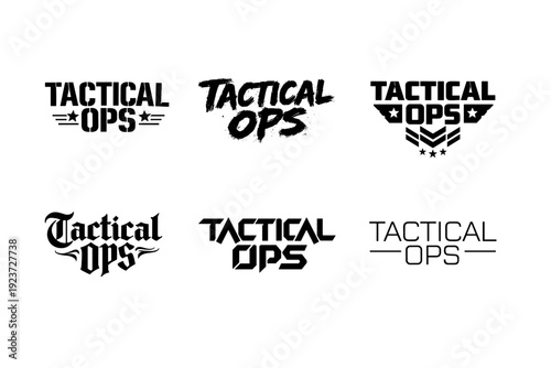 Army Tactical Stencil Text. Set lettering. harmonious lettering variations of the same emblematic concept, each with different artistic