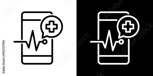 Mobile Healthcare Icon Of Line Black And White Style 