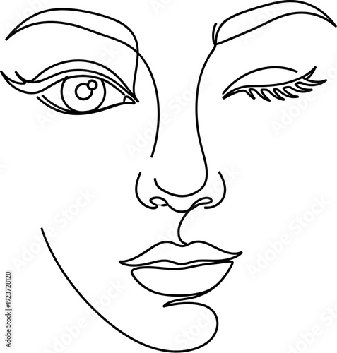 Minimalist Line Drawing of a Woman's Face