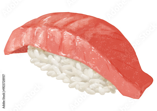 リアルなマグロのお寿司一貫のイラスト