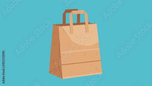 Classic brown paper bag with convenient handles, an eco-friendly choice for shopping or takeout, set against a blue background.