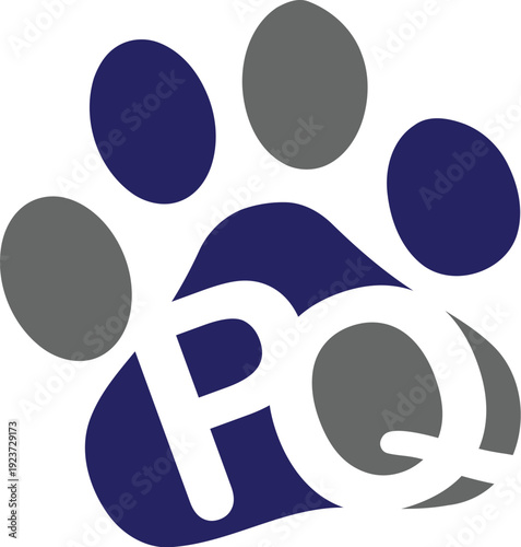 Vector Paw logo with PQ logo design