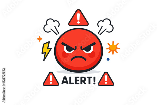 Red face expression used as a warning signal for emotional escalation. A clear icon style scene communicating alert danger or critical mood