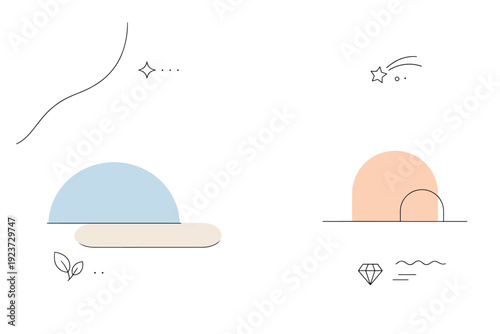 Minimal luxury background. Smooth layered forms and understated textures arranged with generous white space. Quiet premium atmosphere