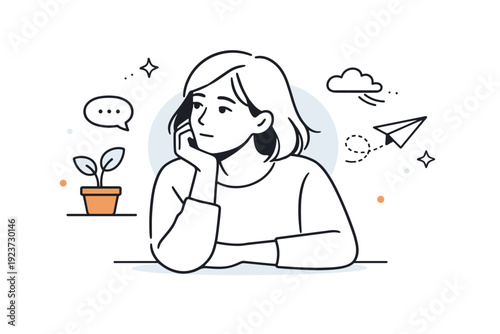 Authentic emotions without posing. A quiet thoughtful pause with a person looking away, expression soft and unguarded. Inner reflection and