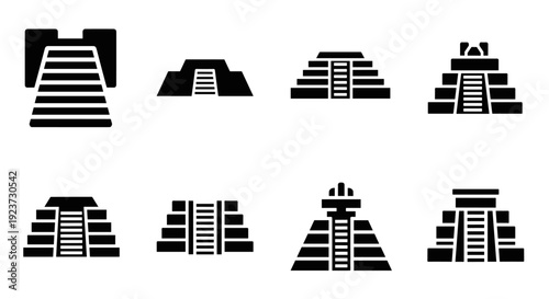 Silhouette pyramids collection: iconic ancient structures with geometric precision