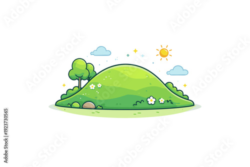 Mound a small grassy hill with smooth contours and minimal surroundings, conveying simplicity, balance, and natural rhythm. A clean editorial