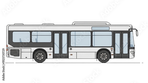 Detailed vehicle autocad blueprint of a modern public city bus viewed from the side