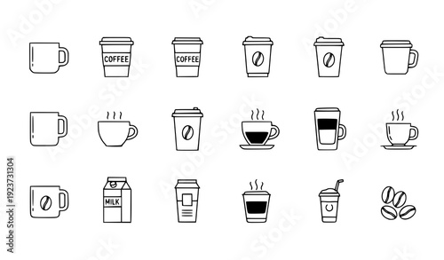 Pixel Perfect Coffee To Go Vector Icons in Minimal Thin Line Style