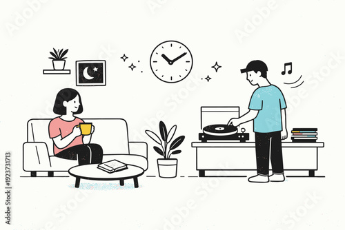 Minimalist Nostalgic Interior. Film-like grain aesthetics. Minimal interior scene with soft light and subtle textured overlay, evoking analog photography.