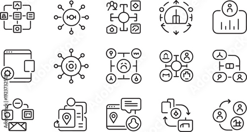 Collection of hand drawn simple icons and symbols for various everyday concepts