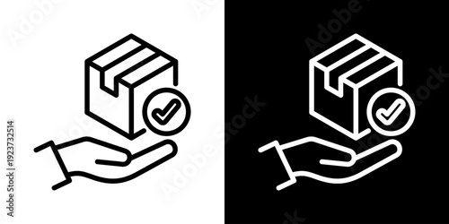 Finished Goods Icon Of Line Black And White Style  