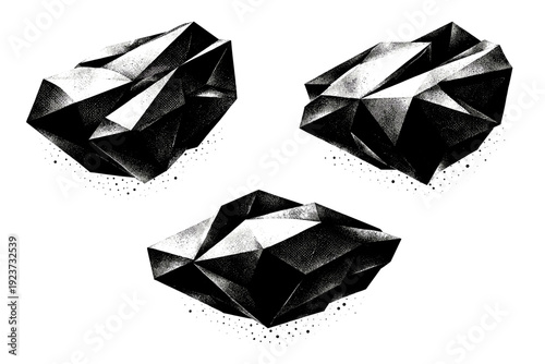 Floating abstract object angular levitating mass, a sharply contoured geometric solid with precise edges and planes shown as one object from