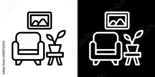 Furniture Icon Of Line Black And White Style  