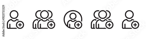 Add user icons showing single person and group with plus sign for adding new members or creating new contacts