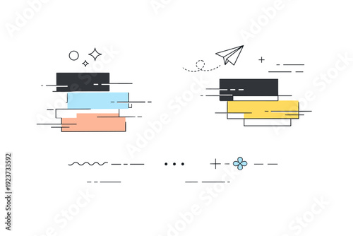 Soft Glitch Aesthetics. Soft glitch aesthetics. Minimal abstract background with slightly misaligned blocks and broken lines, creating a sense of digital