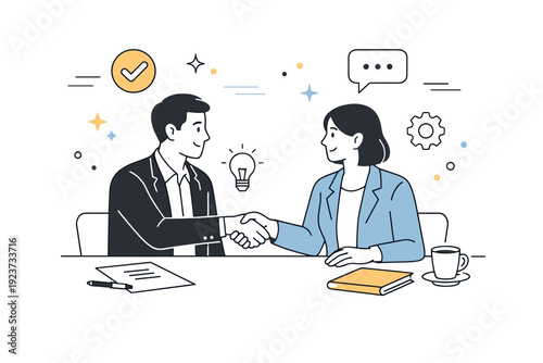 Successful Agreement. People shaking hands agreement. Two people calmly shaking hands after a discussion, symbolizing trust and successful agreement. Balanced