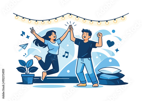 Fairy lights finished. Lights fully installed and glowing evenly, room bathed in soft warmth