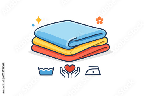 Tablecloth fold focused on textile care and mindful handling of household linens. A soft and reassuring composition with fabric layers,