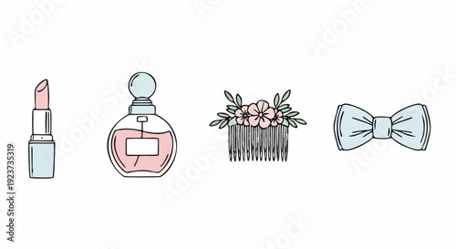 Beauty and Fashion Accessories Vector Collection - Cosmetics and Hair Styling Elements