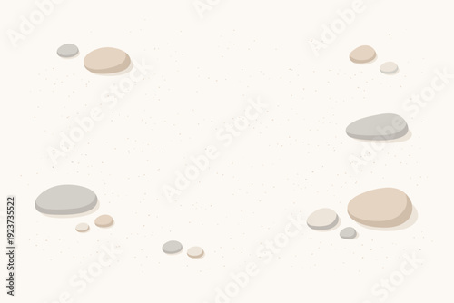 Sand and stone. Soft sandy texture with small stones scattered naturally, creating a calm earthy background inspired by nature. Warm minimal mood with gentle