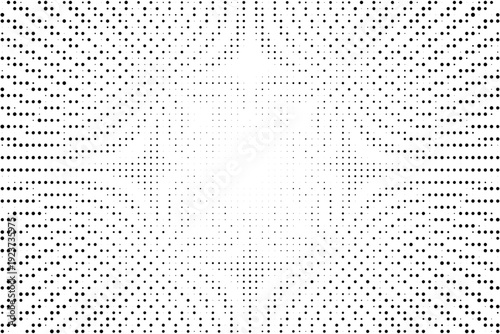 Abstract digital radial pixel pattern with a fading gradient effect, ideal for modern design elements, available as a high-quality Transparent Background PNG