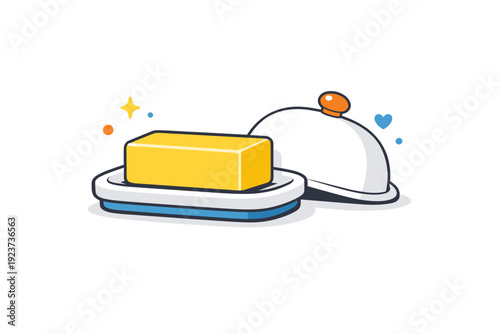 Minimal ceramic butter dish design a modern rounded butter dish with clean lines and a single butter block, expressing simplicity,
