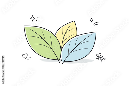 Minimalist Plant Illustration. Plant surface detail. Smooth leaf planes with subtle line textures and gentle tonal contrast, suggesting freshness and natural