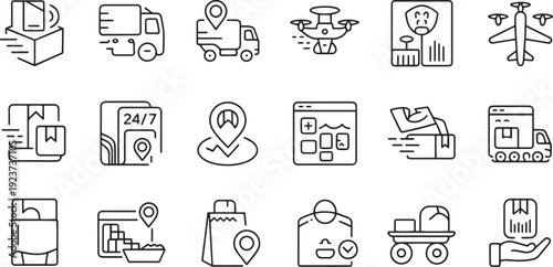 Collection of various flat design icons and symbols for everyday life activities
