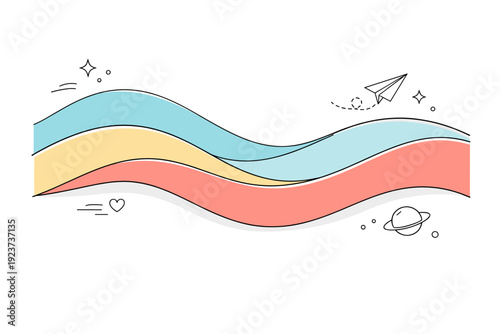 Modern color transitions. Abstract flowing bands of color creating a gentle wave-like motion. Elegant and minimal design suitable for