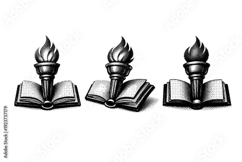 School club emblem circular badge with central symbol shown as a single object in front view, slight angled three-quarter view, and flat rear view. Black and