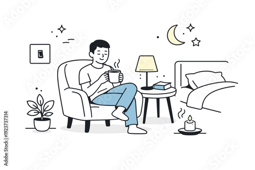 Light switches turned off. Evening home scene with ambient light and a switch on the wall subtly shown in the off position. The moment