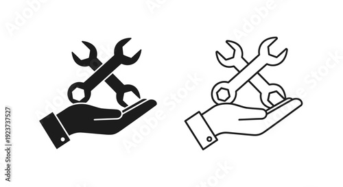 Labor day hand holding wrench and screwdriver icon set Vector